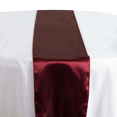 Satin Table Runner 12"x108" Burgundy - Stylish Table Linen