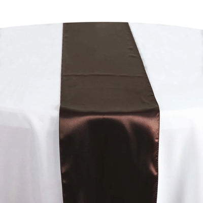 Satin Table Runner 12"x108" Chocolate - Stylish Table Linen