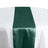 Green satin table runner on a white tablecloth. #whtbkgd