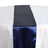 Navy satin table runner on a white tablecloth #whtbkgd