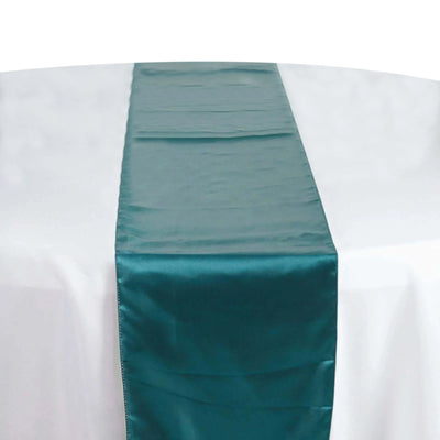 Satin Table Runner 12"x108" Peacock Teal - Stylish Table Linen
