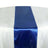 Navy satin table runner on a white tablecloth #whtbkgd