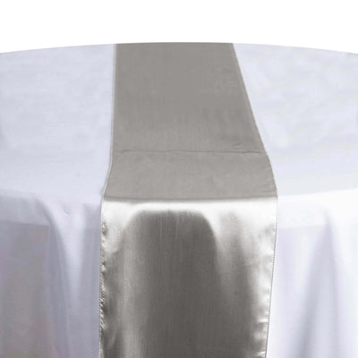 Satin Table Runner 12"x108" Silver - Stylish Table Linen