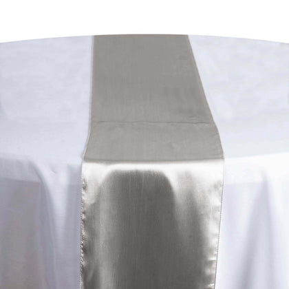 Satin Table Runner 12"x108" Silver - Stylish Table Linen