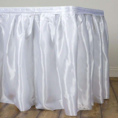 Satin Table Skirt 21ft White - Classy Pleated Wedding Table Decor