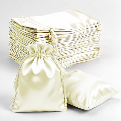 60 Pack Yellow Satin Wedding Party Favor Bags, Drawstring Pouch Gift Bags 4"x6"