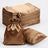 Set of elegant satin drawstring bags in gold.