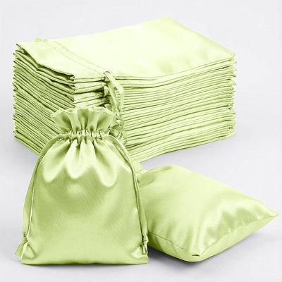 60 Pack Apple Green Satin Drawstring Wedding Party Favor Gift Bags 5"x7"