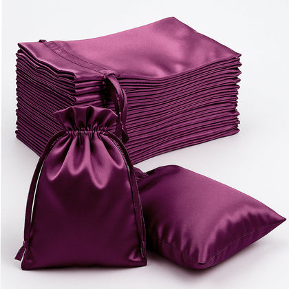 60 Pack Eggplant Satin Drawstring Wedding Party Favor Gift Bags 5"x7"