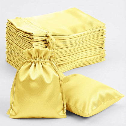 60 Pack Gold Satin Drawstring Wedding Party Favor Gift Bags 5"x7"