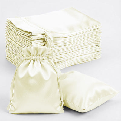60 Pack Yellow Satin Drawstring Wedding Party Favor Gift Bags 5"x7"