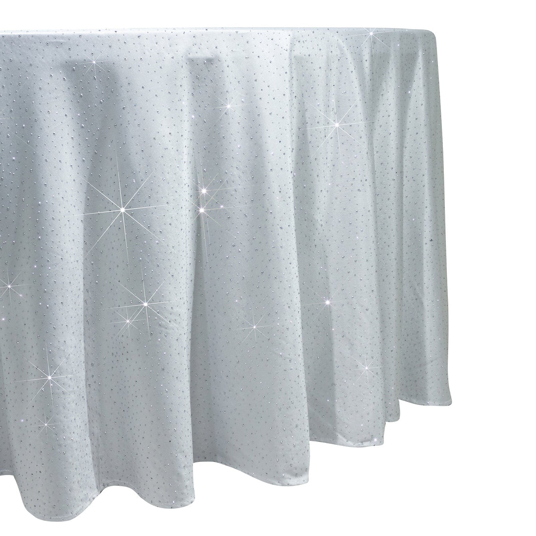 Sparkling silver tablecloth with shimmering details