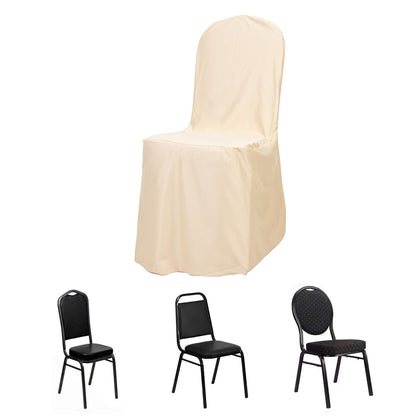 Scuba Stretch Banquet Chair Cover Beige - Wrinkle Free & Durable Slim Fit Slipcover