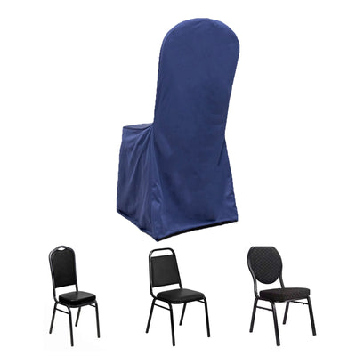 Scuba Stretch Banquet Chair Cover Navy Blue - Wrinkle Free & Durable Slim Fit Slipcover