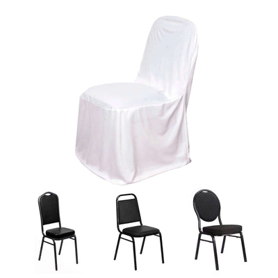 Scuba Stretch Banquet Chair Cover White - Classy Wrinkle Free & Durable Slim Fit Slipcover
