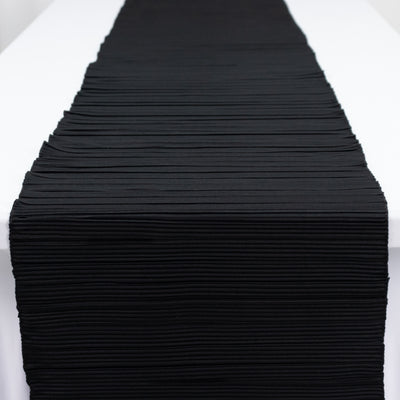 Scuba Table Runner 12x108inch Black Accordion Pleated – Wrinkle Free & Stain Resistant Textured