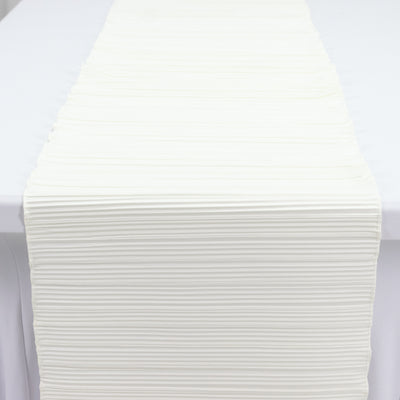 Scuba Table Runner 12x108inch Ivory Accordion Pleated – Wrinkle Free & Stain Resistant Textured