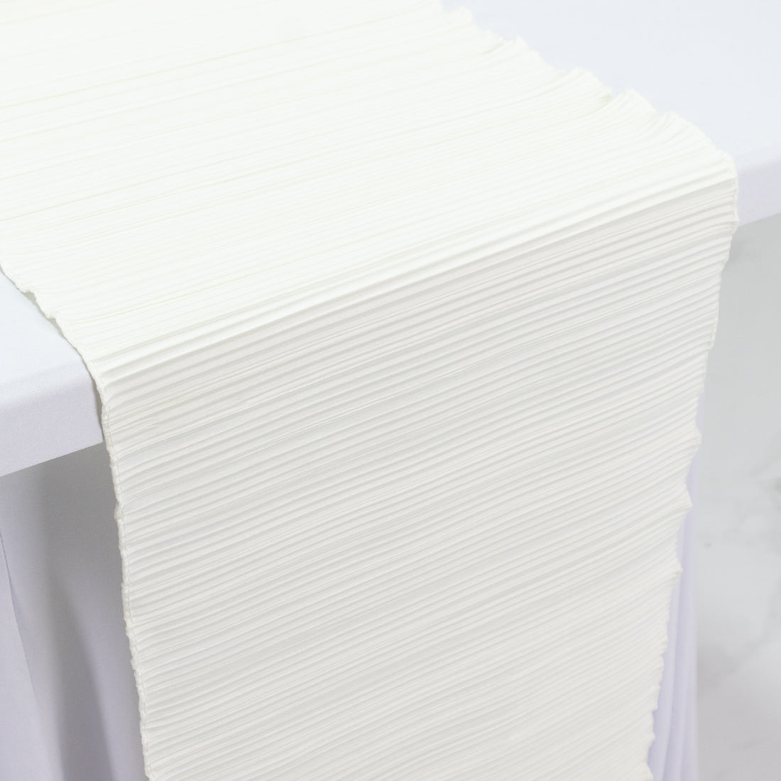 Scuba Table Runner 12x108inch Ivory Accordion Pleated – Wrinkle Free & Stain Resistant Textured