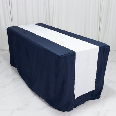 Scuba Table Runner 12x108inch White Accordion Pleated – Wrinkle Free & Stain Resistant Textured