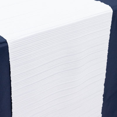 Scuba Table Runner 12x108inch White Accordion Pleated – Wrinkle Free & Stain Resistant Textured