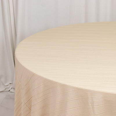 Scuba Tablecloth 120inch Round Beige Accordion Pleated Seamless