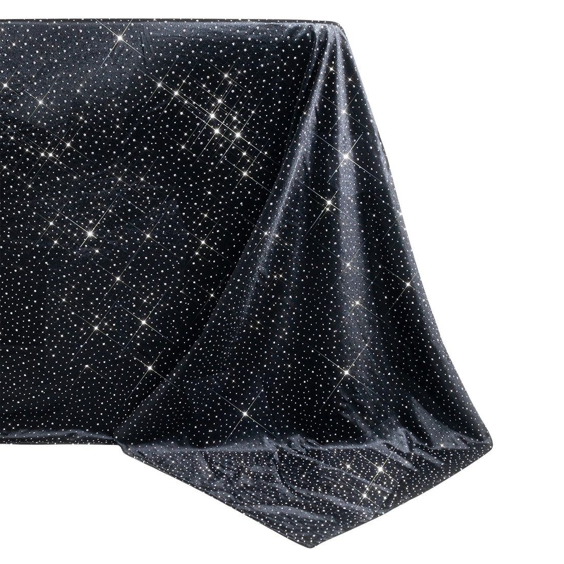 Sparkling black tablecloth with starry design