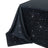 Black tablecloth with star pattern design, perfect for festive occasions.