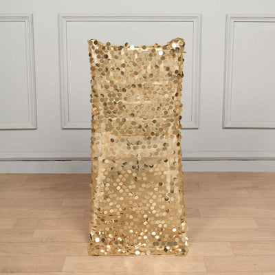 Sequin Chiavari Chair Slipcover Big Payette Style Gold - Radiant Decorative Cover for Weddings
