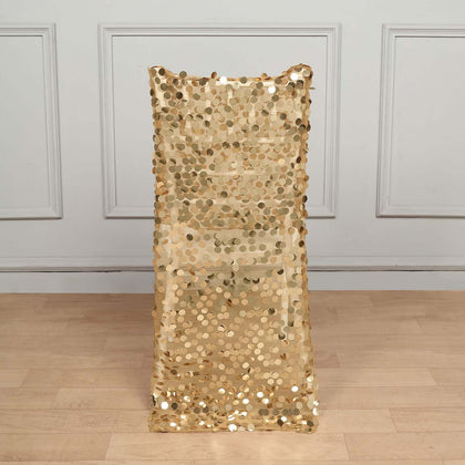Sequin Chiavari Chair Slipcover Big Payette Style Gold - Radiant Decorative Cover for Weddings