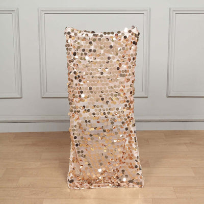 Sequin Chiavari Chair Slipcover Big Payette Style Rose Gold - Decorative Chair Back Cover