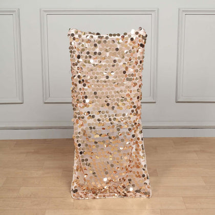 Sequin Chiavari Chair Slipcover Big Payette Style Rose Gold - Decorative Chair Back Cover