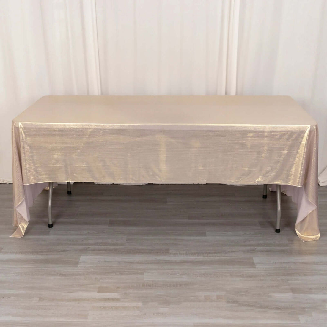 Beige tablecloth on a long table for events and parties