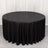 Black round tablecloth with pleated design for events and dining.