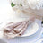 Elegant sequin napkin with a jeweled ring on a beautifully set dinner plate.