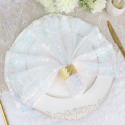 Sequin Napkin 20"x20" Iridescent Blue - Sparkling Reusable Cloth Napkin