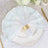 Iridescent sequin napkin elegantly arranged on a vintage plate.