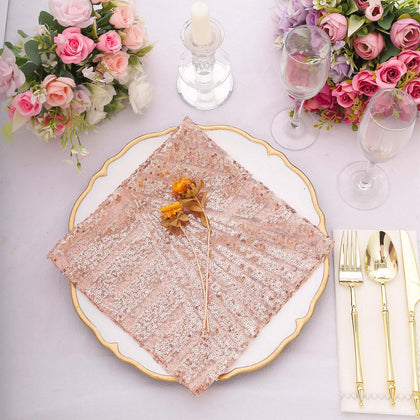 Sequin Napkins 20"x20" Blush - Diamond Pattern Reusable Dinner Napkins