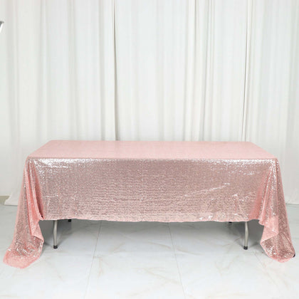 Sequin Rectangle Tablecloth 60"x126" Rose Gold - Shimmering Table Cover