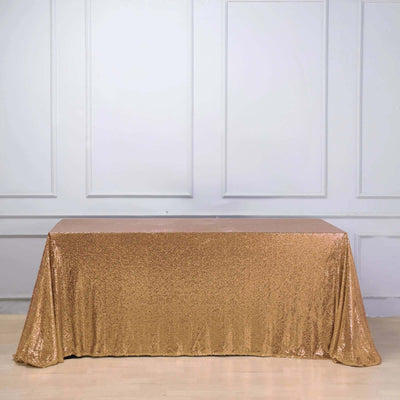 Sequin Rectangle Tablecloth 90"x156" Gold with Seamless Shimmering Finish - Refined Decor for Weddings