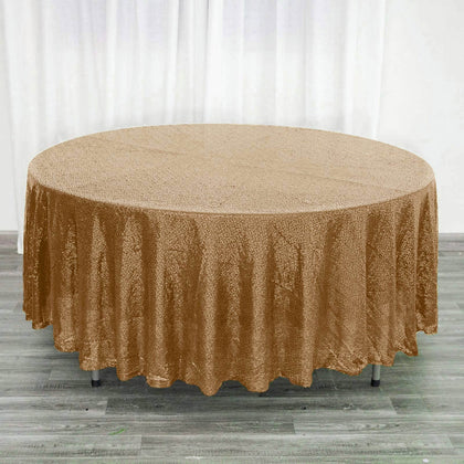 Sequin Round Tablecloth 108" Gold with Glittering Finish - Radiant Decor for Stylish Celebrations