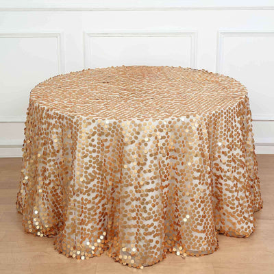 Sequin Round Tablecloth 120" Matte Champagne - Big Payette Seamless Table Cover