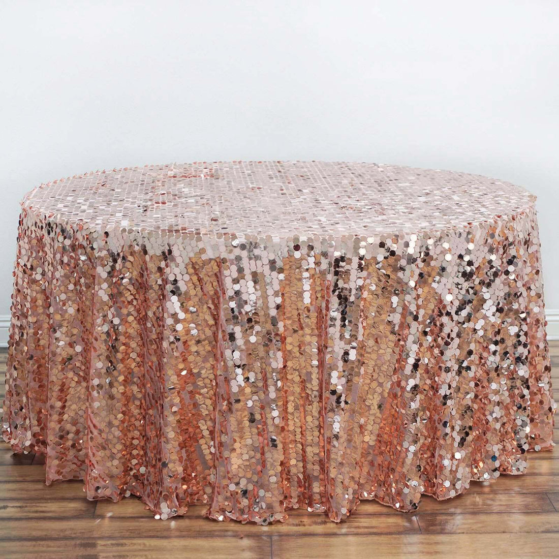 Rose gold sequin tablecloth for elegant event decor