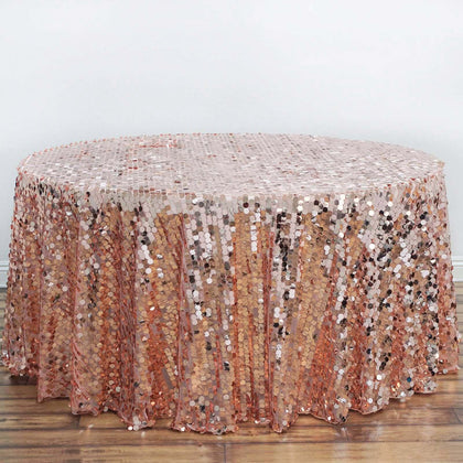 Sequin Round Tablecloth 120" Rose Gold - Big Payette Seamless Table Cover