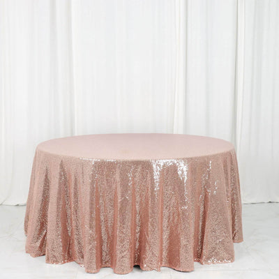 Sequin Round Tablecloth 120" Rose Gold - Seamless Table Cover