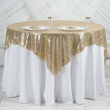 Sequin Square Table Overlay 60"x60" Champagne - Glittering Table Topper