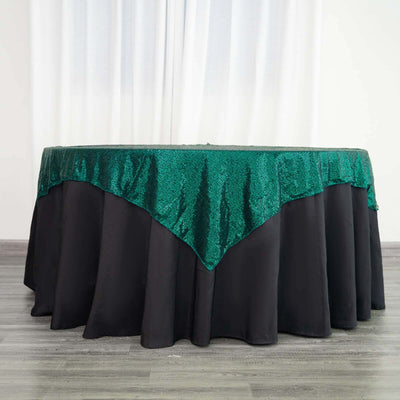 Sequin Square Table Overlay 60"x60" Hunter Emerald Green - Glittering Table Topper