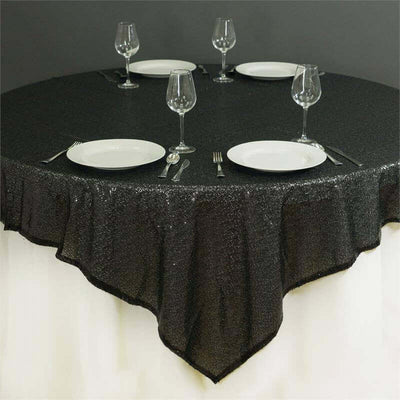 Sequin Square Table Overlay 72"x72" Black - Sparkly Table Topper