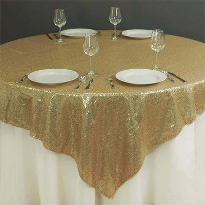 Sequin Square Table Overlay 72"x72" Champagne - Sparkly Table Topper