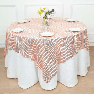 Sequin Table Overlay 72" Square Blush - Diamond Glitz Table Topper
