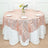 Decorative tablecloth with geometric patterns on a round table setting.